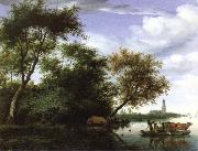 Salomon van Ruysdael, wooded river landscape